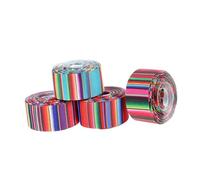 AUTSUPPL 4 Rolls Mexican Serape Ribbon Polyester Colorful Fiesta Ribbon Rainbow Stripes for Wrapping Party Decorations and Crafting Supplies
