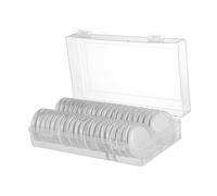 AUTSUPPL 40pcs Clear Coin Capsules with Protective Gasket and Transparent Storage Box for Coin Collection Plastic Holders Secure Snap-fit Design for Collectors and Storage Organization