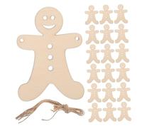 AUTSUPPL 40pcs Wood Ornaments to Paint Christmas Wooden Ornaments Gingerbread Cutouts Gingerbread Decorations Hanging Pendant Wooden Men Beige