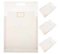 AUTSUPPL 4pcs A4 Plastic Accordion File Folders with Carrying Handle, Expanding Document Storage Bags for Office Filing, White Vertical Organizer for Documents and Papers