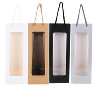 AUTSUPPL 4pcs Assorted Colour Paper Wine Bottle Bags with Convenient Handle and Resistance to Tearing for Personal Use and Wedding Wrapping