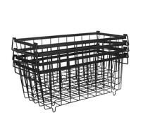 AUTSUPPL 4pcs Black Iron Freezer Organizer Bins with Handles, Wire Mesh Storage Basket for Refrigerator and Kitchen Pantry, Space Optimisation and Enhanced Storage Solution