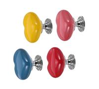 AUTSUPPL 4pcs Colorful Heart Toilet Flush Buttons Replacement Plastic Cistern Pushers with Secure Installation Press Decorative Handles for Household Bathroom Tank Accessories