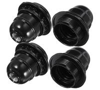 AUTSUPPL 4pcs E27 Light Socket Lamp Holders Black Semi-Threaded Base Compatible Table Lamps Pendant Lights DIY Kits