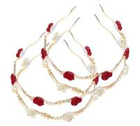 AUTSUPPL 4pcs Flower Headband Pearl Rose Wedding Hair Accessories Leaf Headband