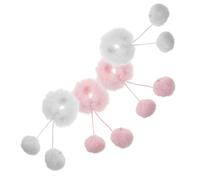 AUTSUPPL 4pcs Fluffy Plush Hair Scrunchies for Soft Elastic Ponytail Holders with Pompom Design Cozy Autumn Warmth Cute Wristband Accessories