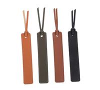 AUTSUPPL 4Pcs Leather Page Markers Bookmarks for Students and Teachers Smooth Touch Leather Book Page Dividers in Black Dark Brown Green Light Brown for Reading and Office Use