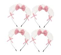 AUTSUPPL 4pcs Lolita Lace Bow Headbands Japanese Style Cute Maid Cosplay Hair Accessories for Masquerade Party Costume