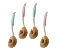 AUTSUPPL 4pcs Natural Coconut Fiber Kitchen Brushes with Hanging Hole for Easy Storage, Plastic Handles, Safe for Non-stick Surfaces, for Dish-washing and Wok Cleaning in Home Kitchen