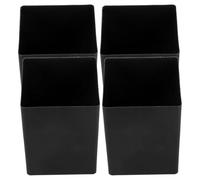 AUTSUPPL 4pcs Portable Black Plastic Toilet Brush Holders Square Stylish Brush Cups Space-saving Design for Hotels and Public Restrooms