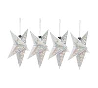 AUTSUPPL 4pcs Silver Five-point Star Paper Lampshades Christmas Tree Topper Hollow Pentagram Hanging Decorations for Indoor Holiday Party and Birthday