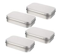 AUTSUPPL 4pcs Small Tin Box Rectangular Cigarette Case Metal Storage Organizer Boxes Hinged Lid Silver for Jewelry Usb Earphone Accessories