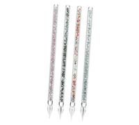 AUTSUPPL 4pcs Vintage Glass Dip Pen Portable Glass Writing Pens with Spiral Design for Artists Calligraphy Journaling and Drawing Colorful Crystal Finish