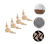 AUTSUPPL 4pcs Wood Appliques Unpainted Decorative Corner Decals for Furniture Bed Cabinet DIY Craft with Fine European Style and Carved Wood Embellishments