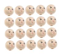 AUTSUPPL 50pcs 30mm Wooden Beads Smile Face Round Wood Beads for Crafts Making Easy to String Can be Painted for Bracelets Making and Handcrafts