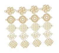 AUTSUPPL 50pcs Alloy Double Hole Bracelet Connectors Flat Metal Charm Assorted Flower Round Designs for DIY Jewelry Making Lightweight Shine