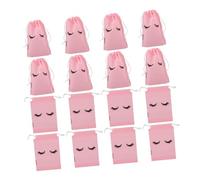 AUTSUPPL 50pcs Pink Matte Drawstring Lash Bags Plastic Sample Packaging Pouches for Eyelash Aftercare Makeup Storage Business Supplies for Women