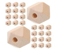 AUTSUPPL 50PCS Unfinished Wood Geometric Beads Faceted Spacer Charms for DIY Jewelry Bracelet Making Crafts Farmhouse Decoration