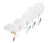 AUTSUPPL 5Pcs Chinese Round Art Fans DIY Painting Craft for Blank Paper Surfaces Classic Elegant Design for Graffiti Calligraphy and Handmade Creativity Random Color