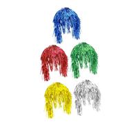 AUTSUPPL 5pcs Foil Tinsel Wigs for Cosplay Party and Masquerade Events Shiny Decorative Fake Hair for Women and Girls Lightweight and Reusable Enhance Your Look Vibrant Styles