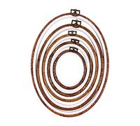 AUTSUPPL 5pcs Oval Embroidery Holder Abs Retro Wood Like Cross Stitch Frames Durable Craft Tool for DIY Sewing and Embroidered Wreath Display