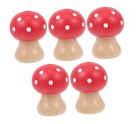 AUTSUPPL 5Pcs Red Mushroom Memo Stands Business Card Photo Display Clips Creative Wooden Base Clamps for Weddings Parties Shop Decorations