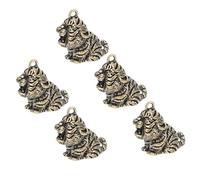AUTSUPPL 5pcs Retro Brass Craft Tiger Pendants Diy Keychain Pendants Set for Crafters Vintage Brass Tiger Decor Accessories for Handmade Jewelry and