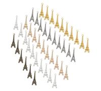 AUTSUPPL 60 Pcs Eiffel Tower Pendant DIY Retro Alloy Jewelry Accessories with Hanging Circle for Necklace Keychain Bracelet Random Color Bulk Random Color