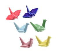 AUTSUPPL 6pcs Ceramic Paper Crane Chopsticks Holders Stylish Tableware Rests Utensil Organizers for Dining Table Japanese-Inspired Flatware Support