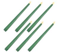 AUTSUPPL 6pcs Dark Green Taper Candles Flameless Battery Operated LED Candlesticks with Pp Material, Safe No Drip Design for Wedding and Desk Decoration, Fake Candle Lights with Flickering