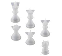 AUTSUPPL 6pcs DIY Silicone Chess Pieces Mold for Desktop Decor Simple Chess Making Accessory with Fine Workmanship Easy to Use and Wash