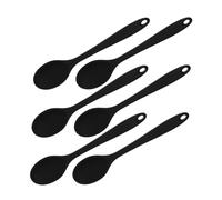AUTSUPPL 6pcs Heat-Resistant Silicone Cooking Spoons Nonstick Kitchen Serving Utensils for Stirring Mixing Soup and Salad with Ergonomic Grip Black