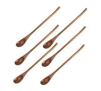 AUTSUPPL 6pcs Long Handle Wood Mixing Spoons for Stirring Coffee Honey Soup Appetizer Spoons Kitchen Tools with Natural Grain Polished Finish for Restaurants Hotels and Home Use