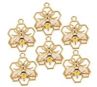 AUTSUPPL 6pcs Metal Bee Charms with Honeycomb Design for DIY Earrings Necklace Bracelets Handmade Jewelry Making Accessories Craft Supplies
