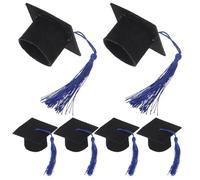 AUTSUPPL 6pcs Mini Doctoral Shape Wine Bottle Covers with Adorable Tassels for Graduation W lue Non-woven Fabric Caps to Add Festive Touch and Make Extraordinary Beer Bottles