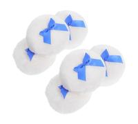 AUTSUPPL 6pcs Powder Puff Ultra Soft Plush Makeup Pad Gentle Face Powder Applicator with Charming Bow Design Lightweight Portable for Newborn Diaper Changes Indoor Outdoor Use