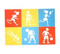 AUTSUPPL 6pcs Reusable Sports Drawing Stencils for Hollow Template Tools for Painting Soccer Basketball Swimming Artistic Craft Supplies for Beginners and School Projects
