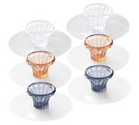 AUTSUPPL 6pcs Self-Stick Cabinet Knobs PVC Transparent White Rose Gold Misty Blue Handles for Drawer Door Furniture Easy DIY Installation Without Drilling