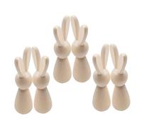 AUTSUPPL 6pcs Unfinished Wooden Rabbit Figurines DIY Painting Easter Crafts Cute Bunny Table Centerpieces for Home Decor and Party Supplies