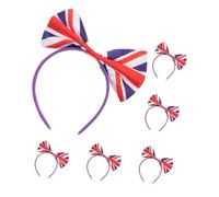 AUTSUPPL 6Pcs Union Jack Bow Headband British Flag Hair Bands for Football Fans Comfortable Satin Material Durable Design for Uk Festival Parties and Events