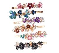 AUTSUPPL 6pcs Vintage Flower Hairpins Metal Barrettes for Women Colorful Hair Clips with Shiny Decorative Design Durable Material Accessories for Weddings and Parties