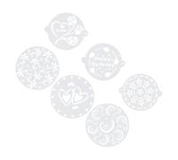 AUTSUPPL 6pcs White Plastic Cake Stencils for Baking and Decorating Smooth Easy-Clean Templates with Creative Designs for Cupcakes Fondant and Coffee Garnish for Birthday and Holiday Cakes