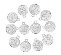 AUTSUPPL 72pcs Alloy Zodiac Charms Pendants for Necklace Bracelet Jewelry Making Double-sided Hollow-carved Design Rustproof Metal Alloy Star Sign Patterns for DIY Craft