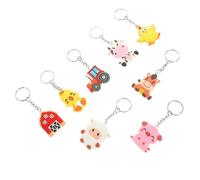AUTSUPPL 8pcs Cartoon Animal Key Chains Farm Themed Bag Pendants Cute PVC Animal Charms for Keys Backpacks Accessories