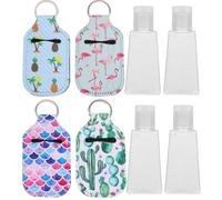 AUTSUPPL 8pcs Refillable Bottles Empty Bottle Covers Delicate Design Assorted Color Diving Material Travel Clip Bag Keychain Set for Backpack Storage