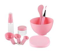 AUTSUPPL 9pcs Facial Mask Tool Kit Mixing Bowl Gauges Spatula Brush Spray Bottle Puff for Easy Application Soft Pink Essential for Diy Skincare Routine