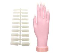 AUTSUPPL Adjustable Silicone Manicure Fake Hand with 100 Nail Tips Simulated Nail Art Practice Tool for Women Beginners Flexible Right Hand Model