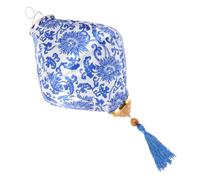 AUTSUPPL Antique Style Blue and White Porcelain Decorative Lantern Satin Cloth Festival Lantern for Outdoor Garden Patio Porch Hanging Mid-autumn Holiday Antique Decor