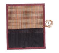 AUTSUPPL Bamboo Canvas Pencil Case Calligraphy Brush Bag for Artists Students Watercolor Oil Paint Brush Holder Storage Organizer