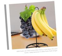AUTSUPPL Banana Holder Stand with Dual Hooks for Desktop and Kitchen Countertop Multi-Functional Fruit Storage Rack for Bananas Grapes and Keys Space-Saving Fresh Fruit Organizer for Home